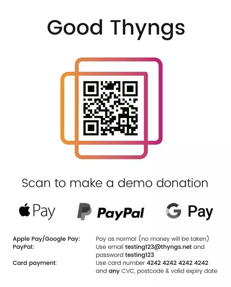Good Thyngs demo donation function