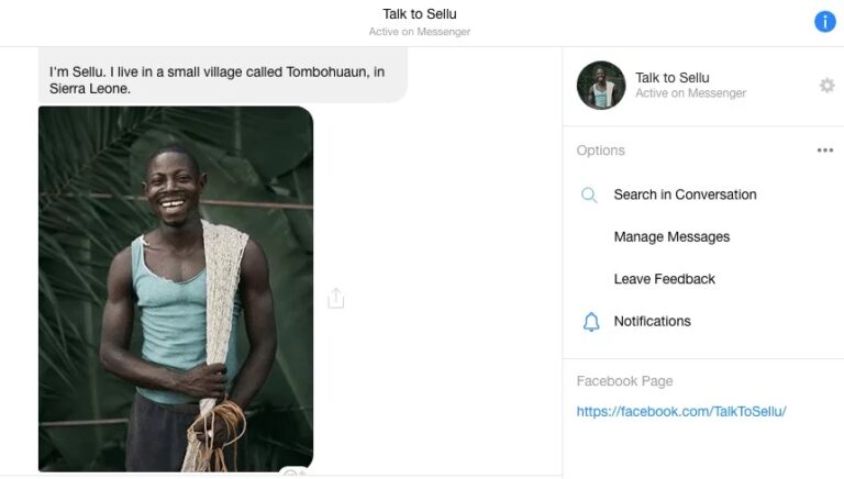 Sellu's photo on a WaterAid chatbot conversation