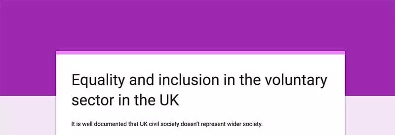 Equality and inclusion in the voluntary sector survey - screenshot