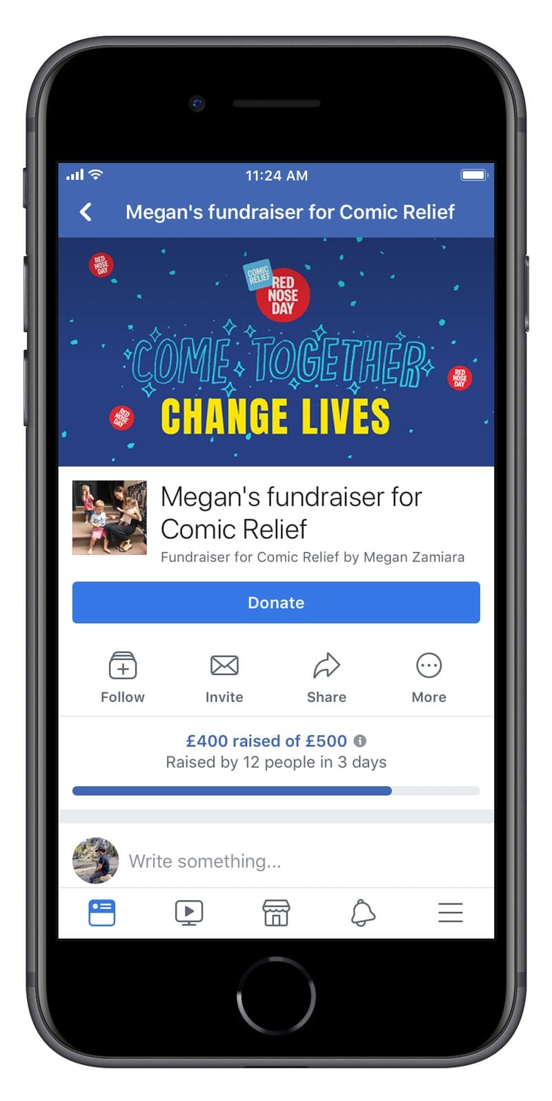 Sample Facebook fundraiser campaign for Red Nose day 2019