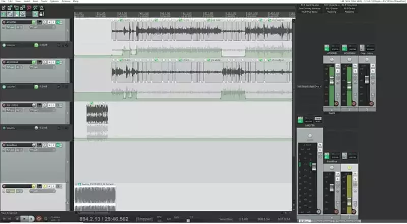 Screenshot of Reaper, audio editing software on a Mac