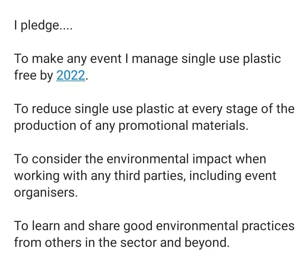 Pledge to avoid single use plastic