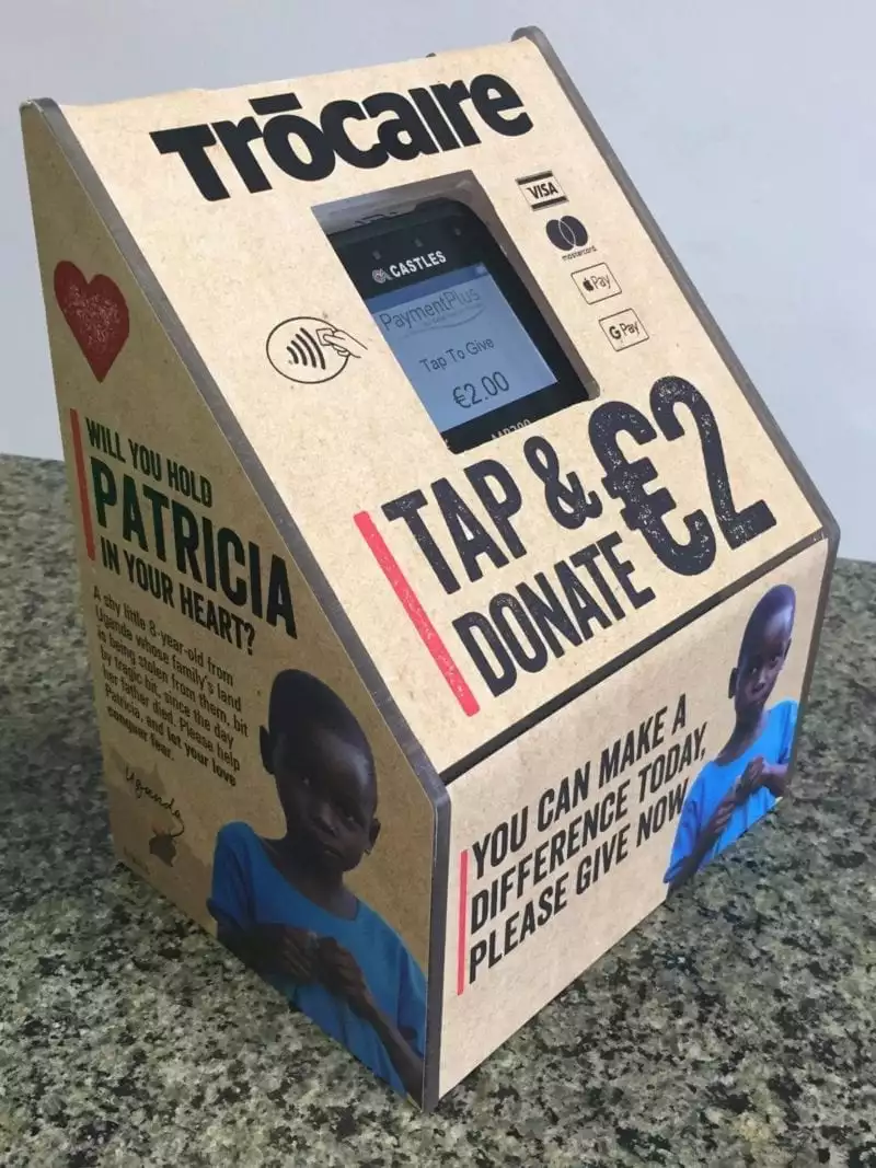 Tap and donate box for Contactless giving box for Trócaire
