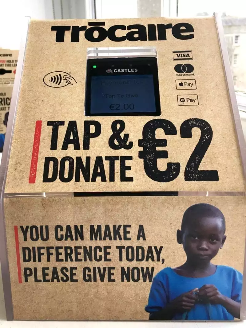 Contactless giving box for Trócaire
