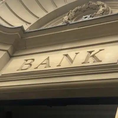 Bank sign in stone.