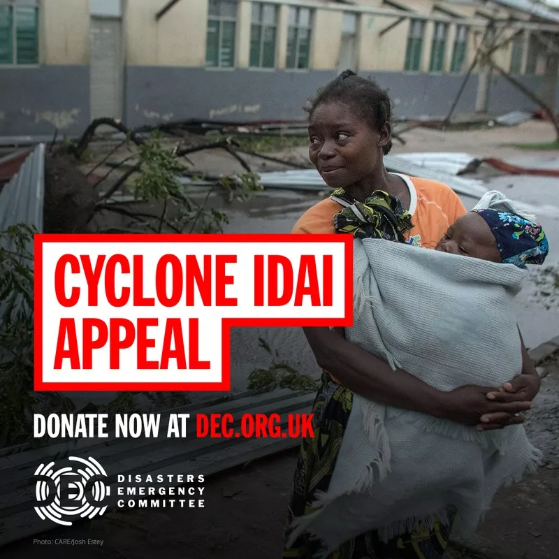 Advert promoting the DEC Cyclone Idai appeal - photo: CARE/Josh Estey