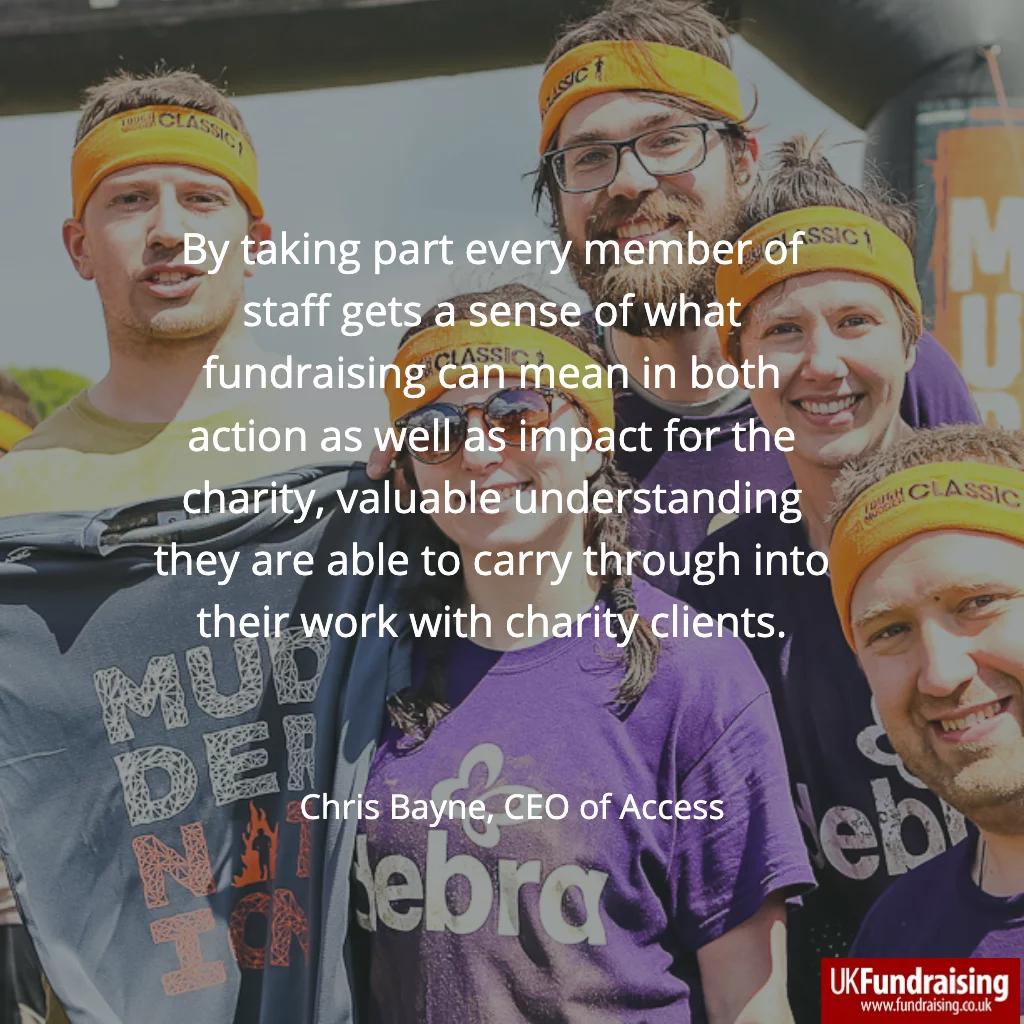 Chris Bayne, Access CEO, quote about fundraising for DEBRA