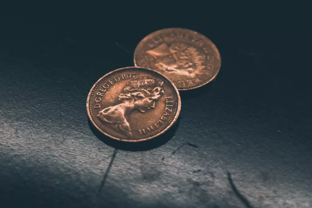 Two one pence piece coins