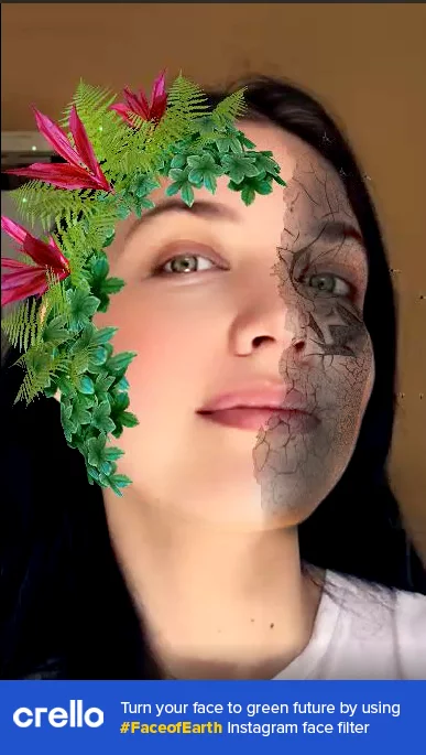 Crello eco Instagram filter applied to a woman's face