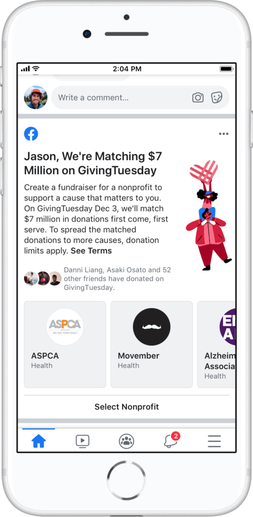 Facebook's matched giving offer for US nonprofits