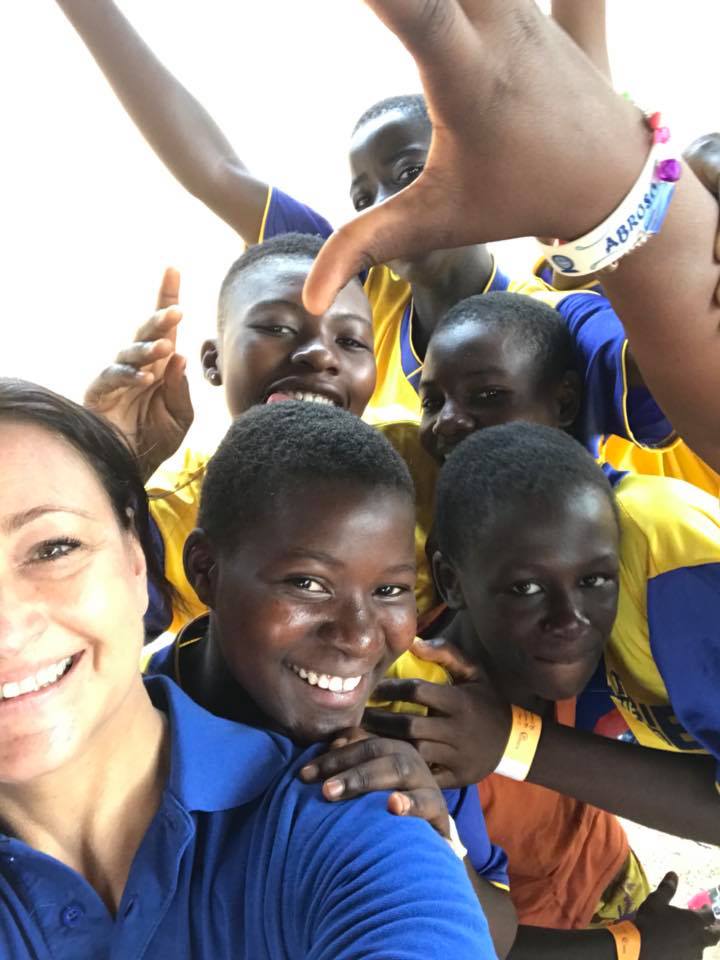 Helen Mackenzie's selfie in Ghana with smiling children