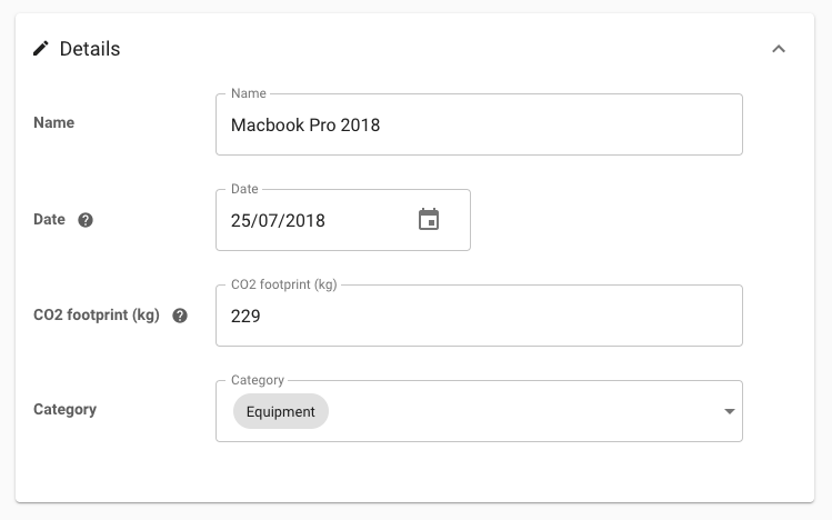 Beacon CRM screenshot showing carbon impact