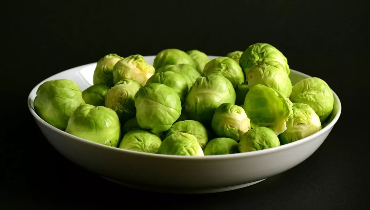 Brussels sprouts on a black background