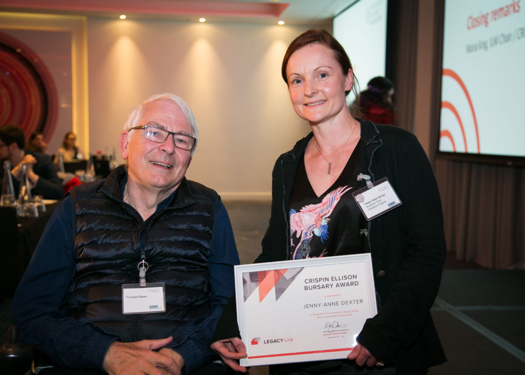 Crispin Ellison presents a bursary award to Jenny-Anne Dexter at the 2018 ILM Conference
