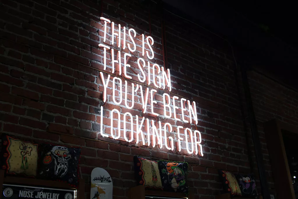 Neon sign - "this is the sign you've been looking for" - photo: Unsplash