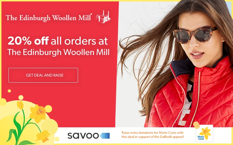 Edinburgh Woollen Mill partnership with Savoo in aid of Marie Curie