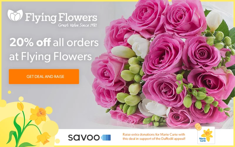 Flying Flowers partnership with Savoo and Marie Curie