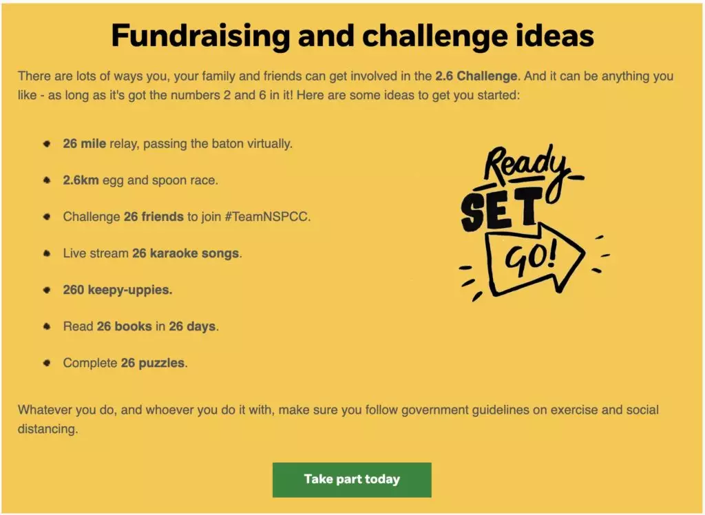 Fundraising and challenge ideas from NSPCC