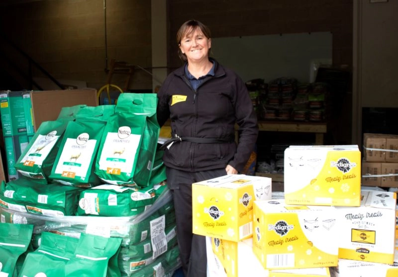 Deputy Manager Carol Margieson is pictured with donations at Dogs Trust Manchester, one of the regional collection points