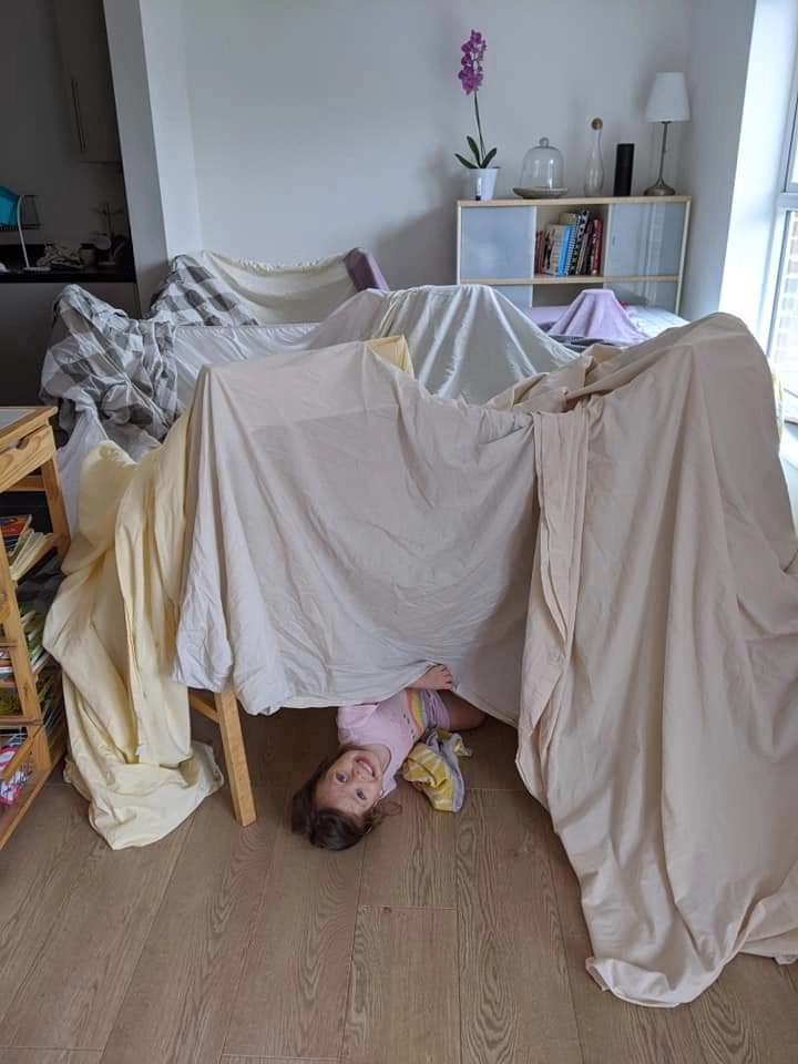 Building a fort at home during furlough