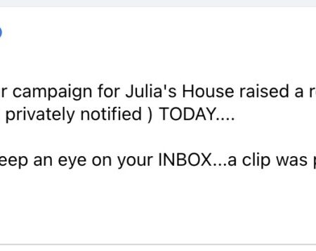 Tweet from Robert Downey Jr announcing total raised for Julia's House