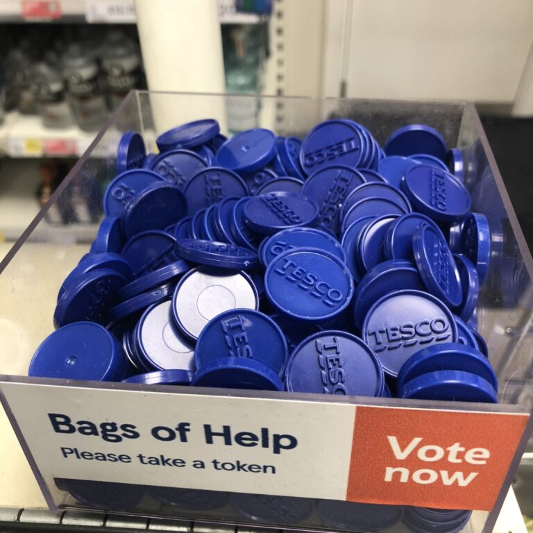 Tesco's blue tokens for charity
