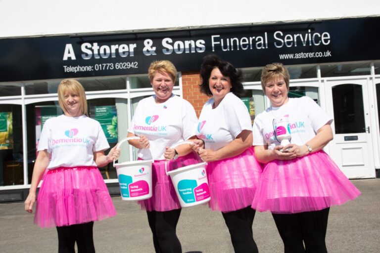 fundraisers in pink tutus for Dementia UK