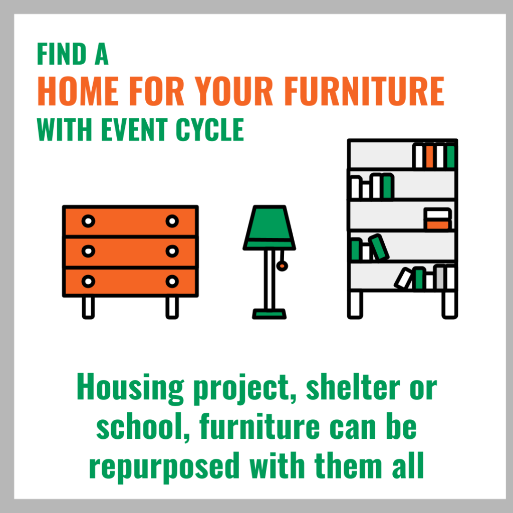 Find a home for your furniture with Event Cycle - illustration from Event Cycle