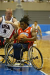Basketball players in wheelchairs