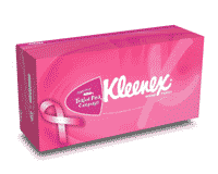 Pink Kleenex cardboard box of tissues
