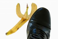 Banana skin and black shoe. Photo: Steve Woods