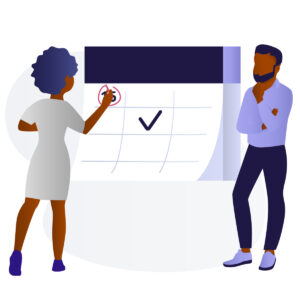 Black Man and Woman Working on Calendar - BlackIllustrations