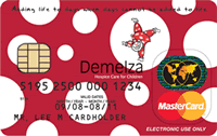 Prepaid Mastercard with Demelza Hospice's logo and name on it