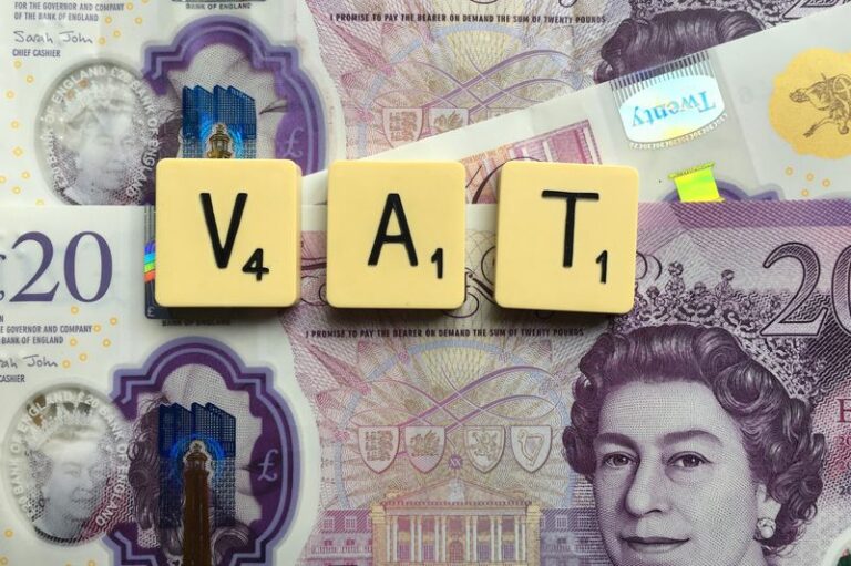 VAT in Scrabble tiles on three £20 notes. Photo: Melanie May