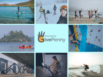 A montage of people doing sporting activities to illustrate a new Strava feature Moving on GivePenny fundraising platform