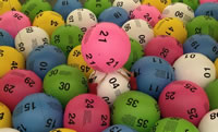 Multi-coloured lottery balls