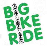 NSPCC's Big Bike Ride - green lettering with bike tyre marks for the three I's.
