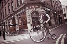 ‘Chaptain Handlebar’, Matt Hitchen on his Penny Farthing bicycle