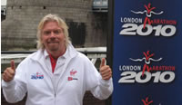 Richard Branson beside London Marathon logos