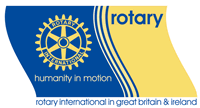 Rotary's logo with strapline of 'humanity in action'