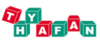 Ty Hafan logo - in the form of red and green children's letter blocks