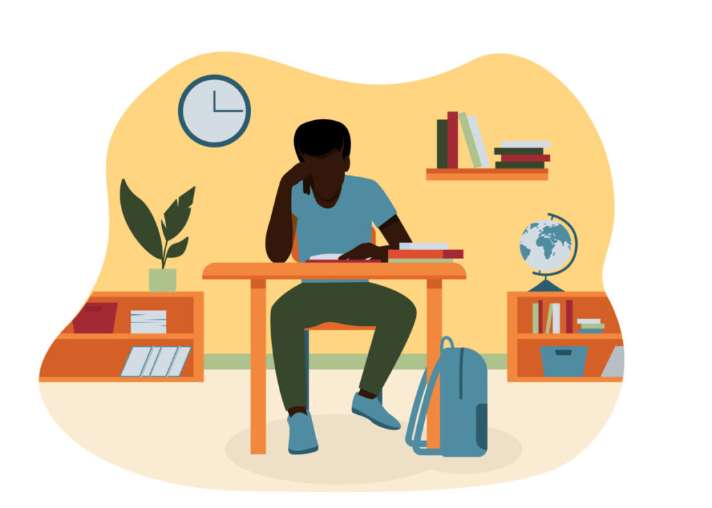 Young Black Adult Male Studying - BlackIllustrations