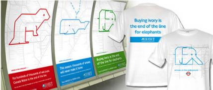 Animals on the Underground t-shirts and IFAW posters