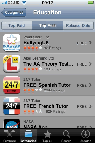 BullyingUK's app tops the Education section in the appstore