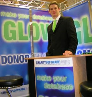 Jonathan Air at Donor Strategy's stand at CharitySoftware