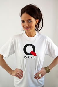 Kara Tointon in Quizaid tshirt for Christian Aid Week