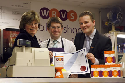 Kevin Brennan, Elaine Stallard, Michael Dent in WRVS shop