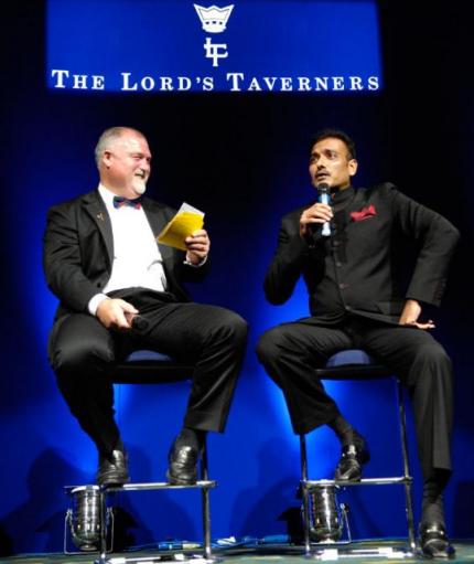 Mike Gatting and Ravi Shastri at the Lord's Taverners' dinner