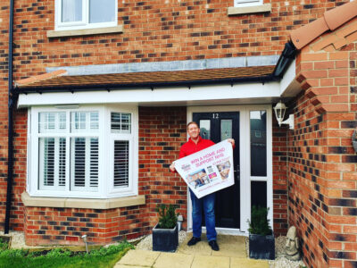 Nick Wyrill outside his home which he is raffling to raise a donation to MY Hospitals NHS Charity