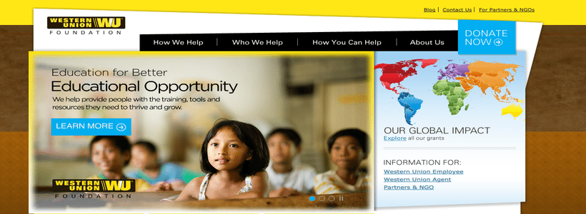 Western Union Foundation MENA campaign on its website